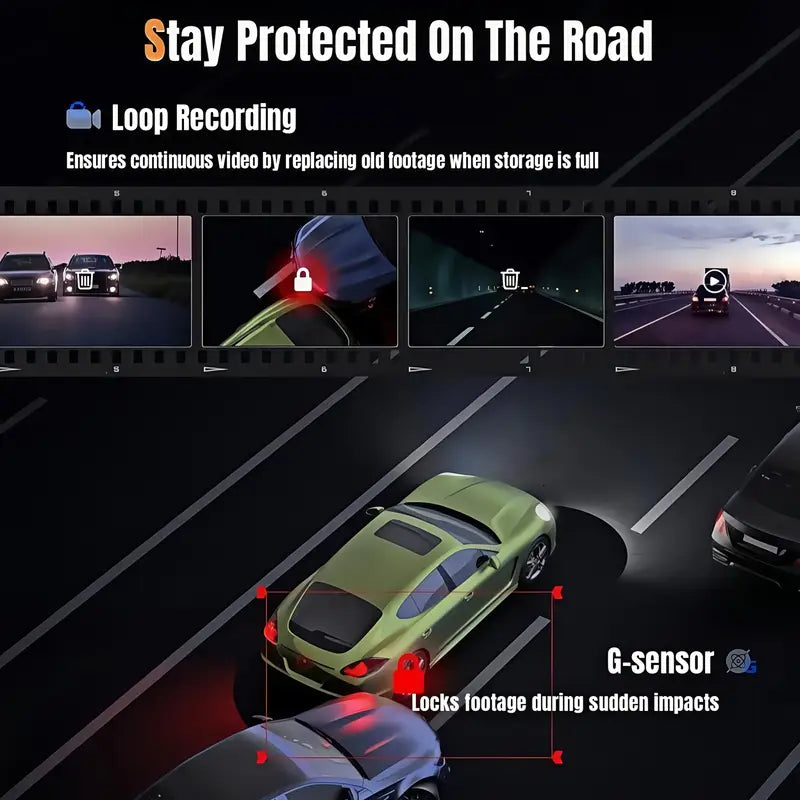 Cámara de Espejo para Auto con Pantalla Táctil IPS 4K, Cámaras Delantera y Trasérra, 9.66 Pulgadas. Ángulo Amplio 170°+ 140", Visión Nocturna, Sensor G., Grabación en Bucle. 170º +140 º Grados Gran Angular Lente AHD Para Vehículos Y Flotillas