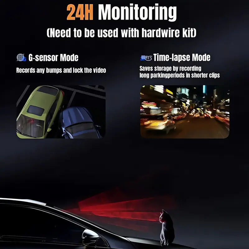 Cámara de Espejo para Auto con Pantalla Táctil IPS 4K, Cámaras Delantera y Trasérra, 9.66 Pulgadas. Ángulo Amplio 170°+ 140", Visión Nocturna, Sensor G., Grabación en Bucle. 170º +140 º Grados Gran Angular Lente AHD Para Vehículos Y Flotillas